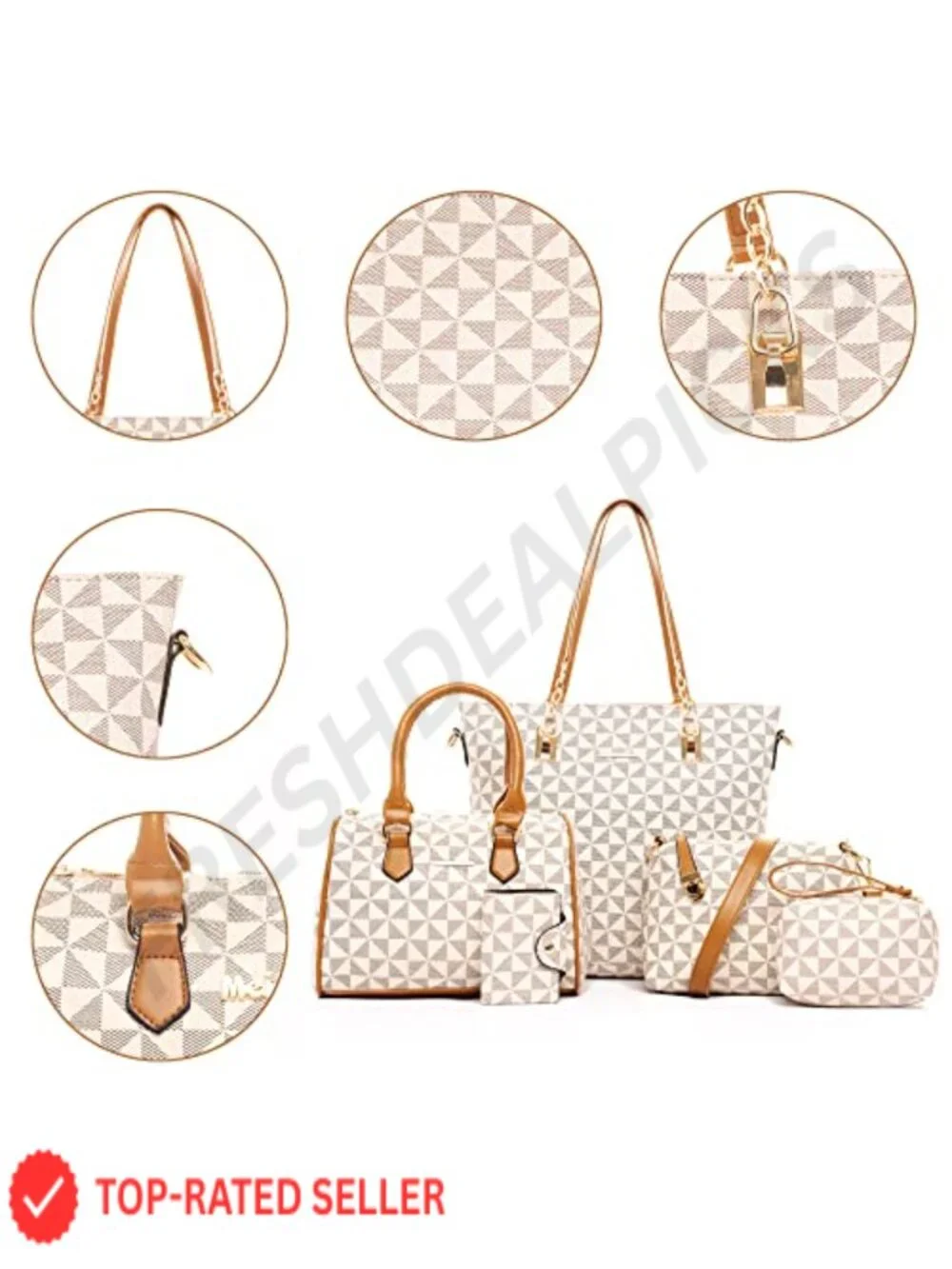 Women's Satchel Shoulder Bag Tote Set Faux Leather Office Handbag with Clutch
